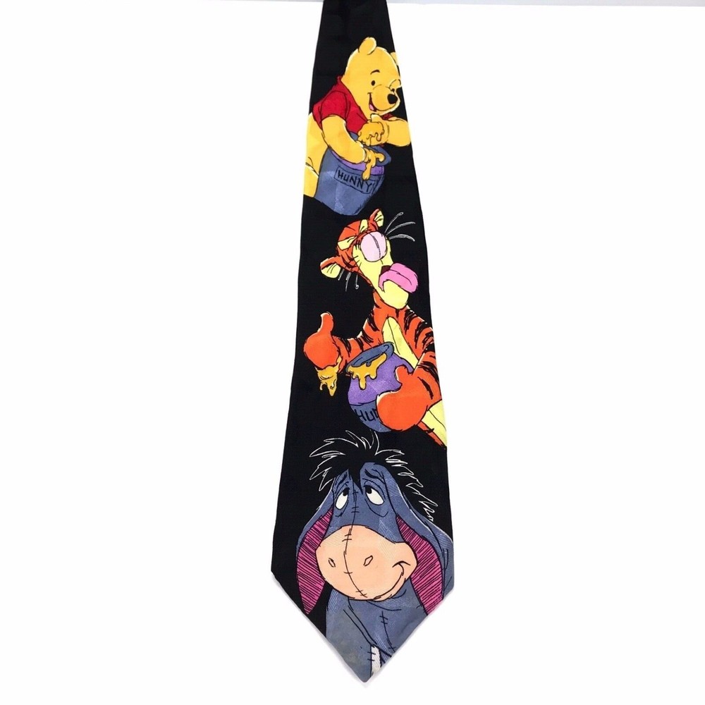 Disney Winnie The Pooh Tie Tigger Eeyore Friends EH Shepard 100% Silk Necktie
